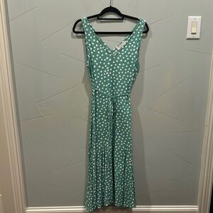 LOFT Green Sleeveless V-Neck Maxi Sundress